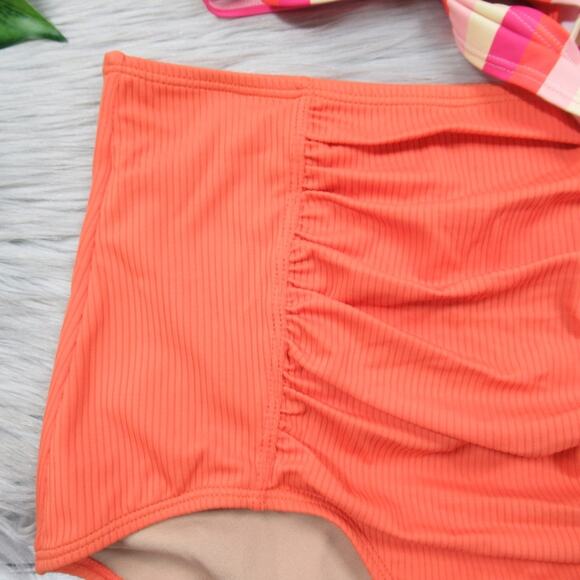 KORTNI JEANE Tied-Up Top & Ribbed Ruched Bottoms Swimsuit Bikini Set Small NEW - Picture 9 of 13